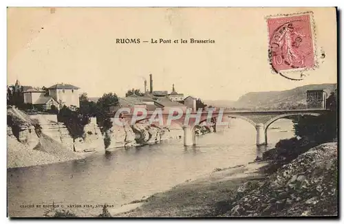 Cartes postales Brasserie Ruoms Le pont et les brasseries