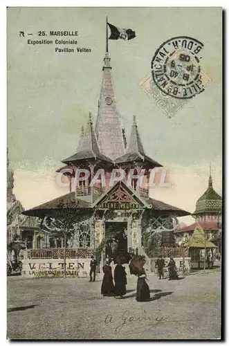 Cartes postales Marseille Exposition coloniale Pavillon Velten