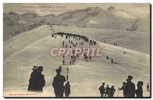 Cartes postales Sports d&#39hiver Ski Luchon Vue d&#39ensemble sur le plateau de Superbagneres un jour de concou