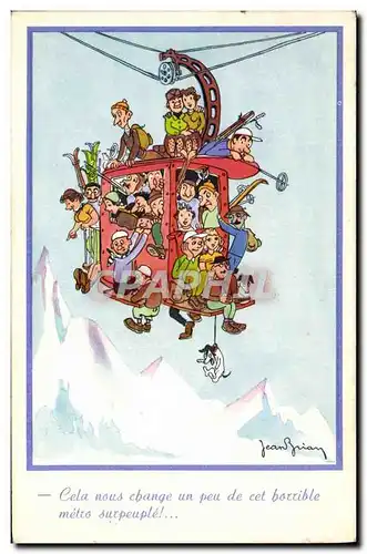 Cartes postales Sports d&#39hiver Ski Cabine Illustrateur Jean Brian