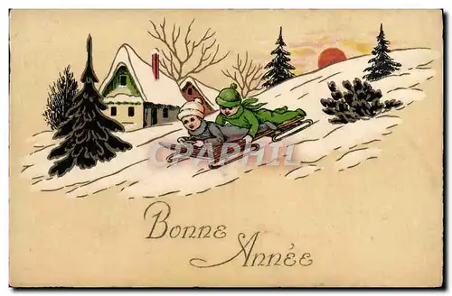 Cartes postales Sports d&#39hiver Ski Enfants Luge