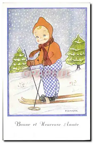 Cartes postales Sports d&#39hiver Ski Enfant Illustrateur Cooper