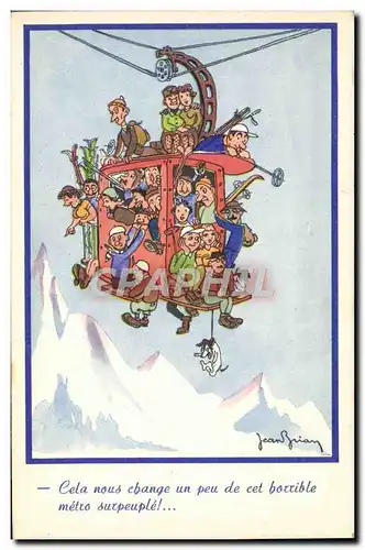 Cartes postales Sports d&#39hiver Ski Cabine Illustrateur Jean Brian