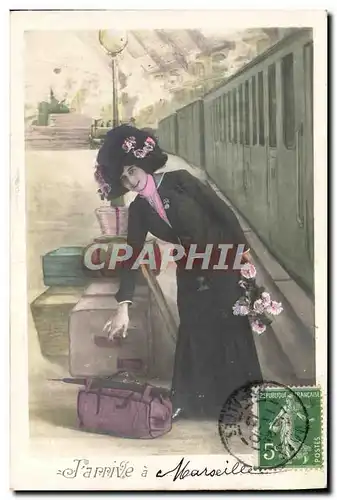 Cartes postales Train Locomotive Femme