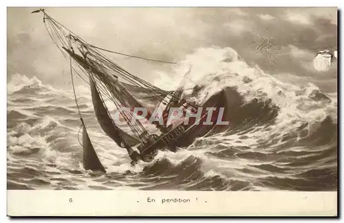 Cartes postales Bateau Voilier En perdition