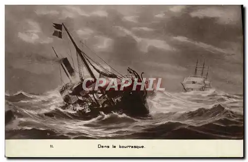 Cartes postales Bateau Voilier Dans bourrasque