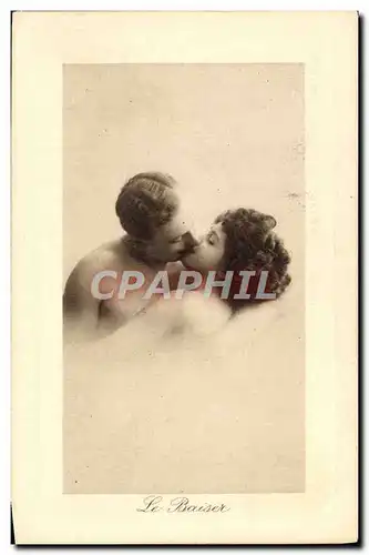 Cartes postales Nu erotique Femme le baiser