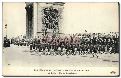 Ansichtskarte AK Militaria Fetes de la Victoire 14 juillet 1919 Le defile Marins americains