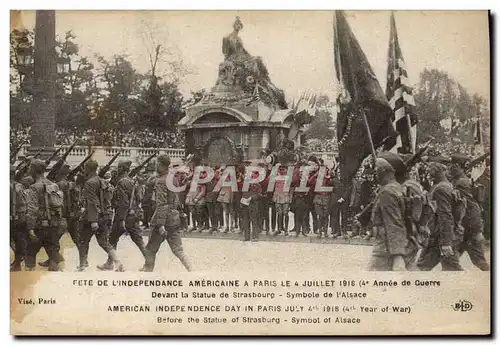 Ansichtskarte AK Militaria Fete de l&#39independance americaine a Paris le 4 juillet 1918 Devant la statue de Str