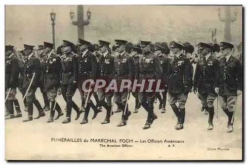 Cartes postales Militaria Funerailles du marechal Foch Les officiers americains