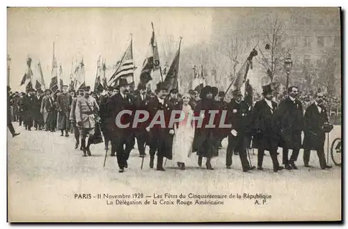 Ansichtskarte AK Militaria 11 novembre 1920 Les fetes du cinquantenaire de la Republique La delegation de la Croi