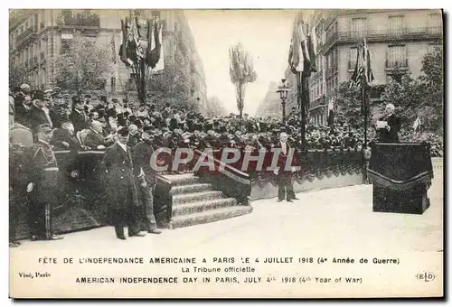 Ansichtskarte AK Militaria Fete de l&#39independance americaine a Paris 4 juillet 1918 Tribune officielle