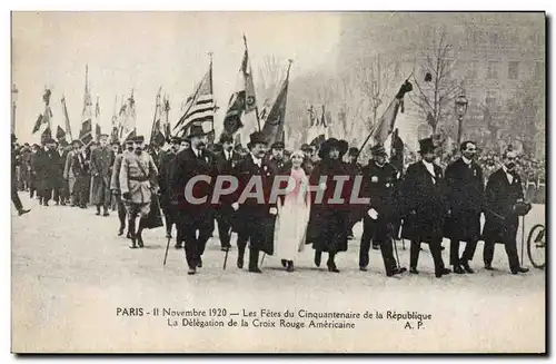 Ansichtskarte AK Militaria Paris 11 novembre 1920 fetes du cinquantenaire de la Republique Delegation de la Croix