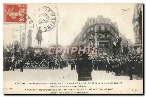 Ansichtskarte AK Militaria Fete de l&#39independance americaine a Paris 4 juillet 1918 Devant la statue de Washin