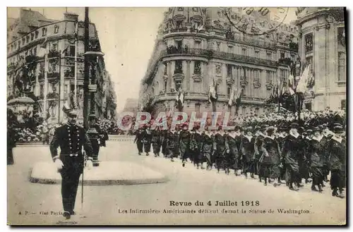 Ansichtskarte AK Militaria Revue du 4 juillet 1918 Les infirmieres americaines defilent devant la statue de Washi