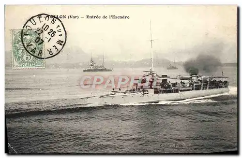 Ansichtskarte AK Bateau Guerre Toulon Entree de l&#39escadre