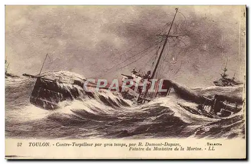 Ansichtskarte AK Bateau Guerre Toulon Contre torpilleur par gros temps