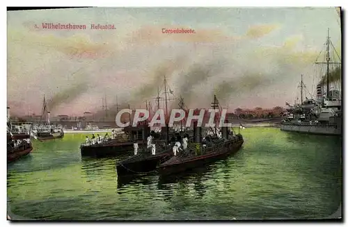 Cartes postales Bateau Guerre Wilhelmshaven Hafenbild Torpedoboote