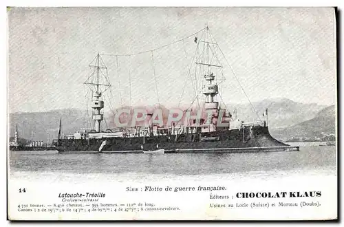 Ansichtskarte AK Bateau Guerre Flotte de guerre francaise Latouche Treville Croiseur Cuirasse