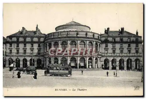 Ansichtskarte AK Theatre Rennes Tramway Dubonnet