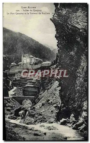 Cartes postales Vallee du Queyras Le fort Queyras et le torrent de Souliers