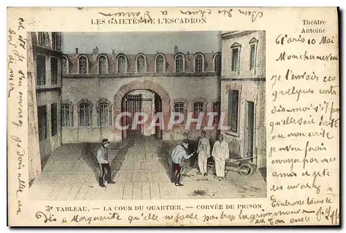 Cartes postales Prison Les gaietes de l&#39escadron La cour du quartier Corvee de prison Parfumerie des galeries
