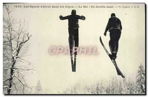 Ansichtskarte AK Sports d&#39hiver Ski Un double saut