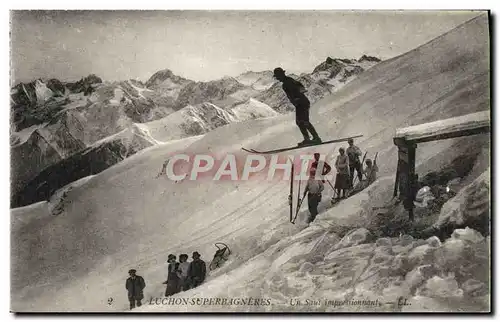 Ansichtskarte AK Sports d&#39hiver Ski Luchon Superbagneres Un saut impressionnant