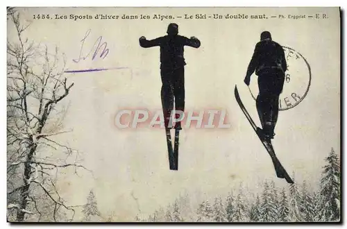 Ansichtskarte AK Sports d&#39hiver Ski Un double saut