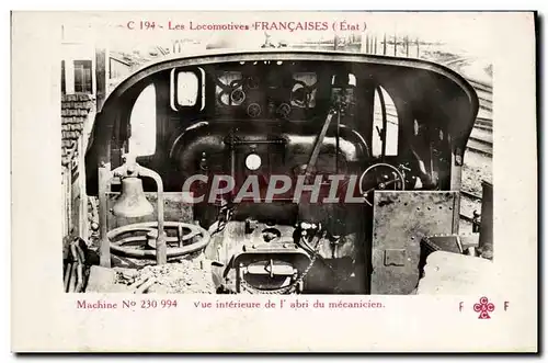 Cartes postales Train Locomotive Machine 230 994 vue interieure de l&#39abri du mecanicien