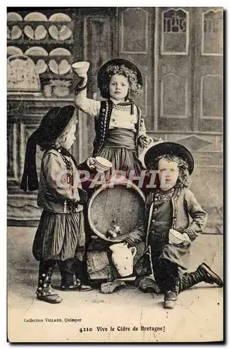 Cartes postales Alcool Enfants Vive le cidre de Bretagne Folklore