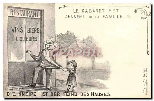 Cartes postales Alcool le cabaret est l&#39ennemi de la famille Vins Biere Liqueurs