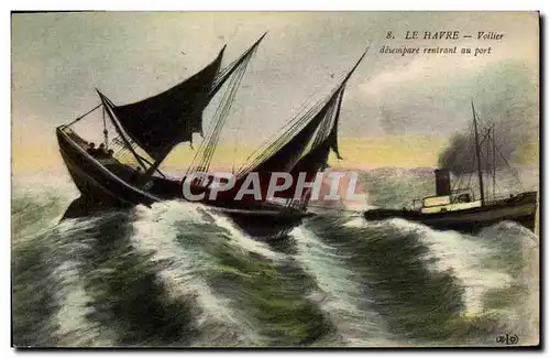 Cartes postales Bateau Voilier Le Havre Voilier desempare rentrant au port