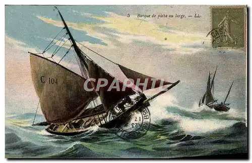 Cartes postales Bateau Voilier Depart pour la peche