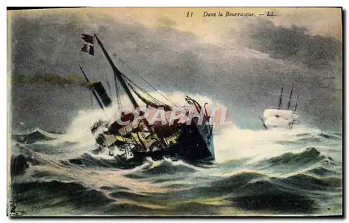 Cartes postales Bateau Dans la bourrasque