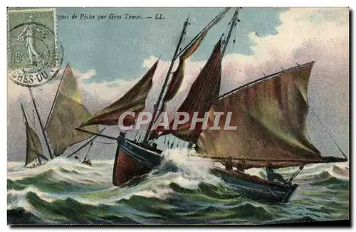 Cartes postales Bateau Barques de peche par gros temps