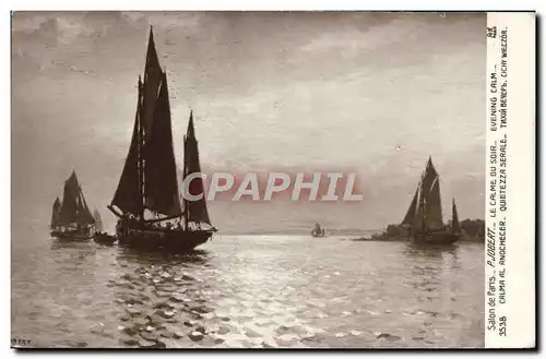 Cartes postales Bateau Voilier Salon de Paris Jobert Le calme du soir