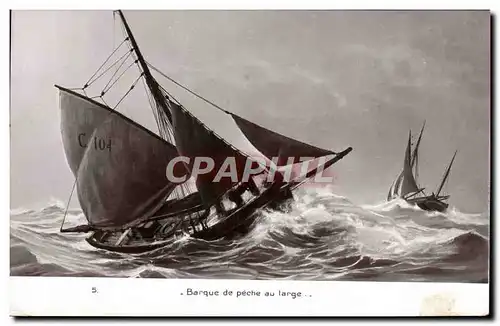 Cartes postales Bateau Voilier Barque de peche au large