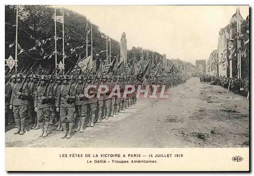 Ansichtskarte AK Militaria Fetes de la victoire 14 juillet 1919 Le defile Trouepes americaines