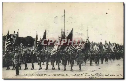 Cartes postales Militaria Fetes de la victoire 14 juillet 1919 Les drapeaux americains