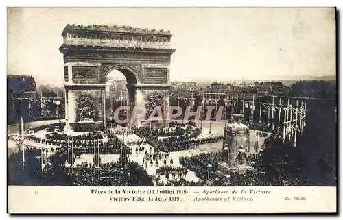 Cartes postales Militaria Fetes de la victoire 14 juillet 1919 Apotheose de la Victoire