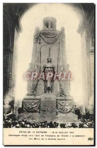 Cartes postales Militaria Fetes de la victoire 14 juillet 1919 Cenotaphe erige sous l&#39arc de Triomphe de l&#3