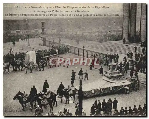 Cartes postales Militaria Fetes de la victoire 11 novembre 1920 Fetes du cinquantenaire de la Republique Hommage