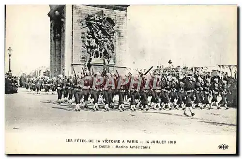 Ansichtskarte AK Militaria Fetes de la victoire 14 juillet 1919 Le defile Marins americains
