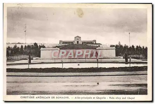 Cartes postales Militaria Cimetiere americain de Romagne Allee principale et chapelle