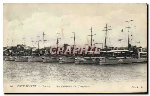 Ansichtskarte AK Bateau Guerre Toulon Vue d&#39ensemble des torpilleurs