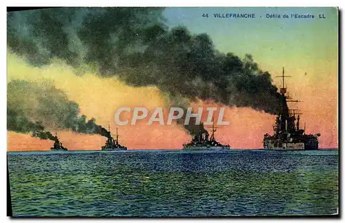 Cartes postales Bateau Guerre Villefranche Defile de l'escadre