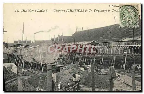 Ansichtskarte AK Bateau Guerre Chalon sur Saone Chantiers Schneider & Cie en construction