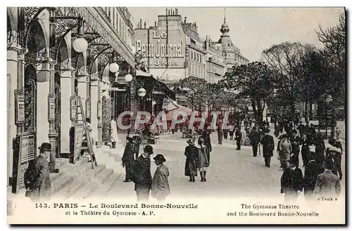 Cartes postales Paris Le boulevard Bonne Nouvelle Theatre et le theatre du Gymnase