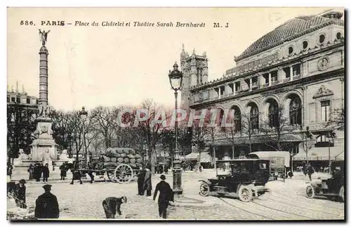 Ansichtskarte AK Paris Place du Chatelet et Theatre Sarah Bernhardt